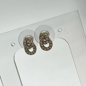 Givenchy Womens Gold Tone Crystal Small Stud Earrings New